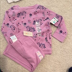 Pink Unicorn and Floral Toddler Set